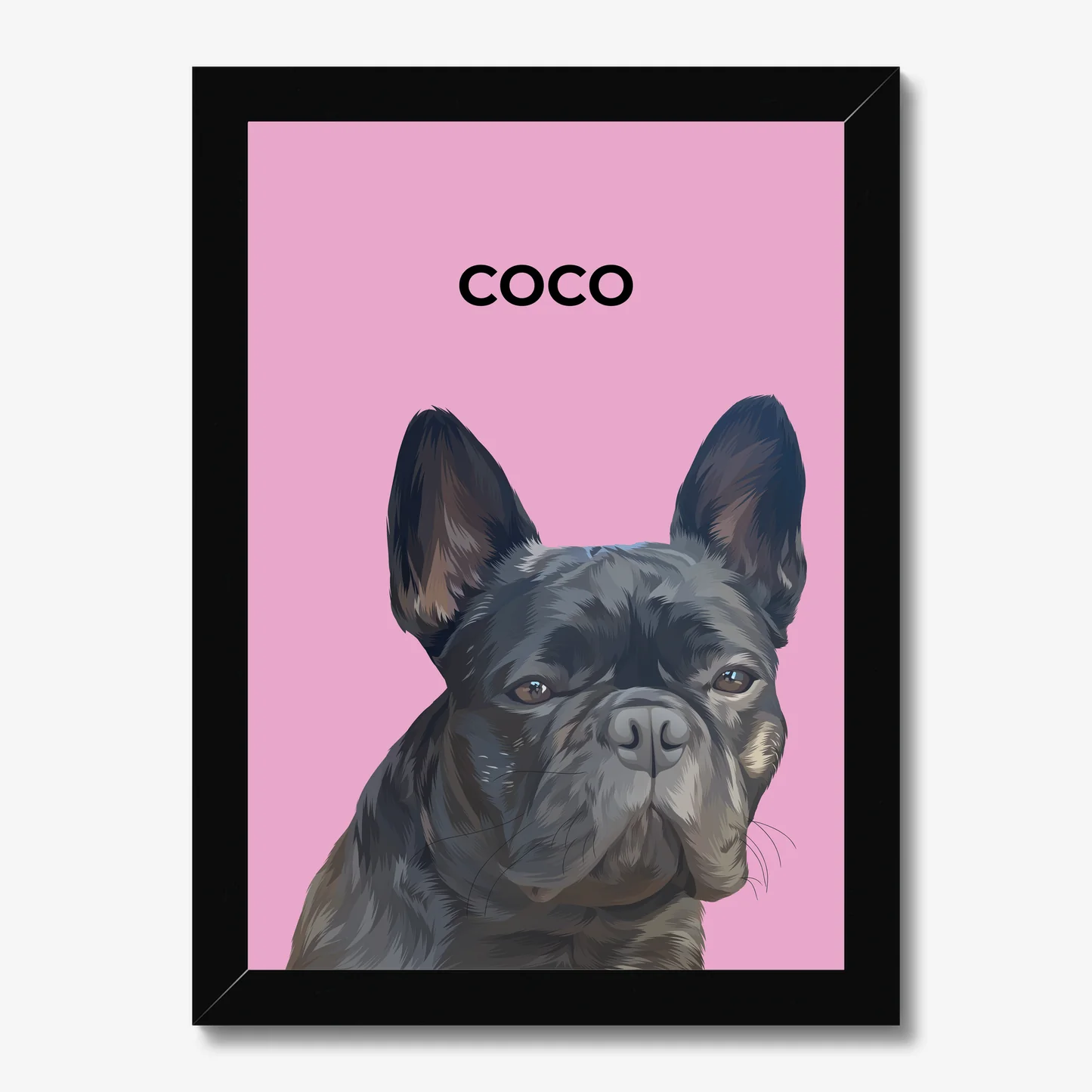 Pet portrait in black frame
